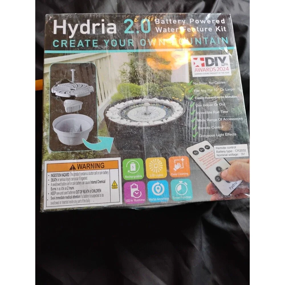 DIY Water Feature Kit Fountain With LED Lights And Remote For Indoor Planters